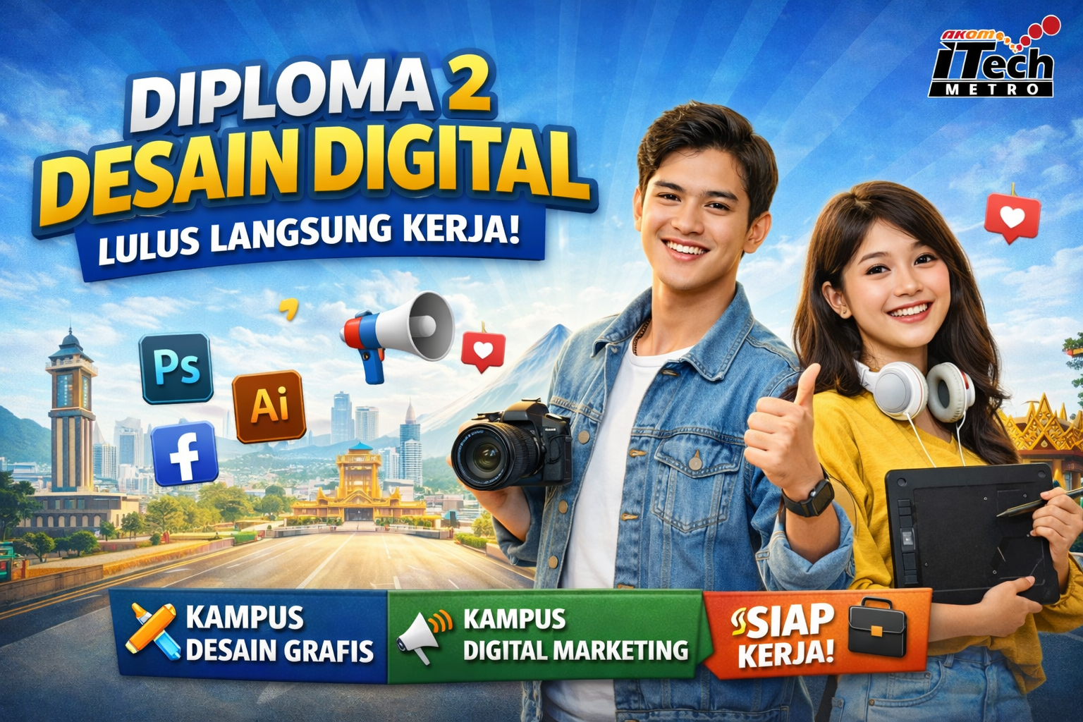 Akademi Komunitas ITech Metro Buka Jurusan Diploma 2 Desain Digital, dapat gelar dan Lulus Langsung Kerja!